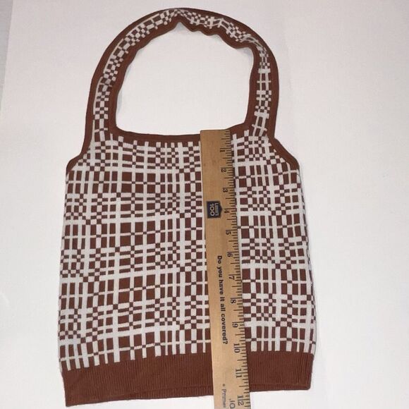 Abercrombie & Fitch Womens Brown White Knit Cropped Sleeveless Halter Top XS‎ - Picture 4 of 8